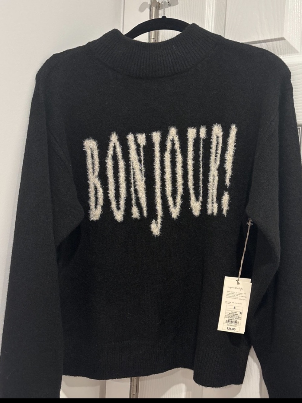 Bonjour Cozy Black Sweater